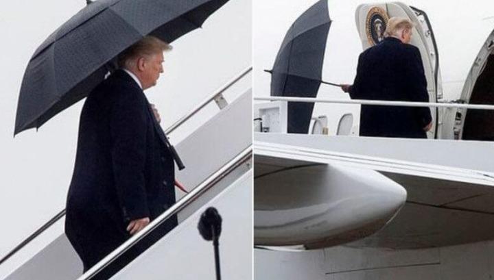 Թրամփն օդանավ մտնելիս չի կարողացել անձրևանոցը փակել․ տեսանյութ