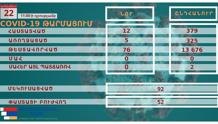 Արցախում հաստատվել է կորոնավիրուսի 12 նոր դեպք