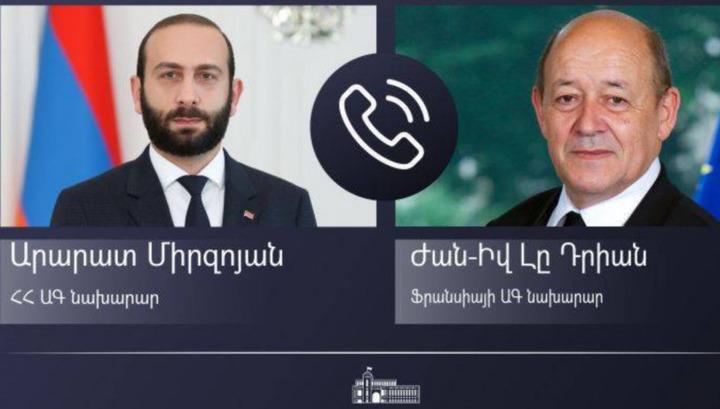 Արարատ Միրզոյանը Ֆրանսիայի ԱԳ նախարարի հետ քննարկել է Ադրբեջանի հետ խաղաղության պայմանագրի բանակցություններն սկսելուն առնչվող հարցեր