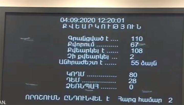 Արտակարգ դրությանը փոխարինող օրինագիծն ընդունվեց